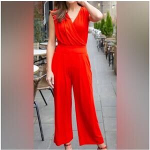 Cabi #5773 Uptown Jumpsuit in Vermillion Red Size Medium